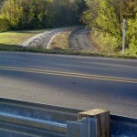 Little Egypt Road in the foreground on an earthen embankment; this replaced an overpass.