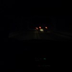 Inside Sideling Hill: pitch black even with three vehicles' lights.